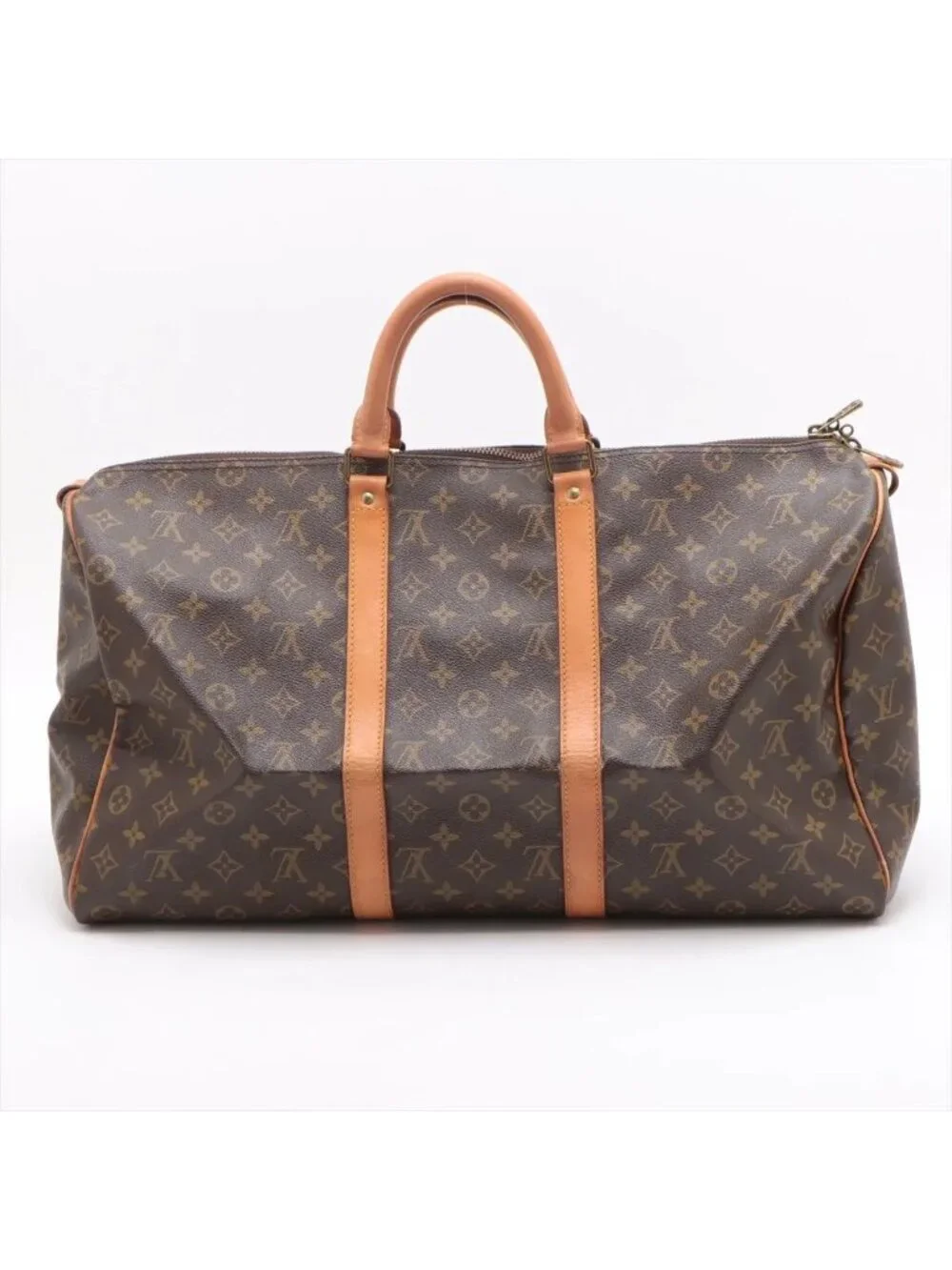 Louis Vuitton Monogram Keepall 50 Leather Boston Bag Tote Carry